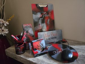 Red and black office supply set