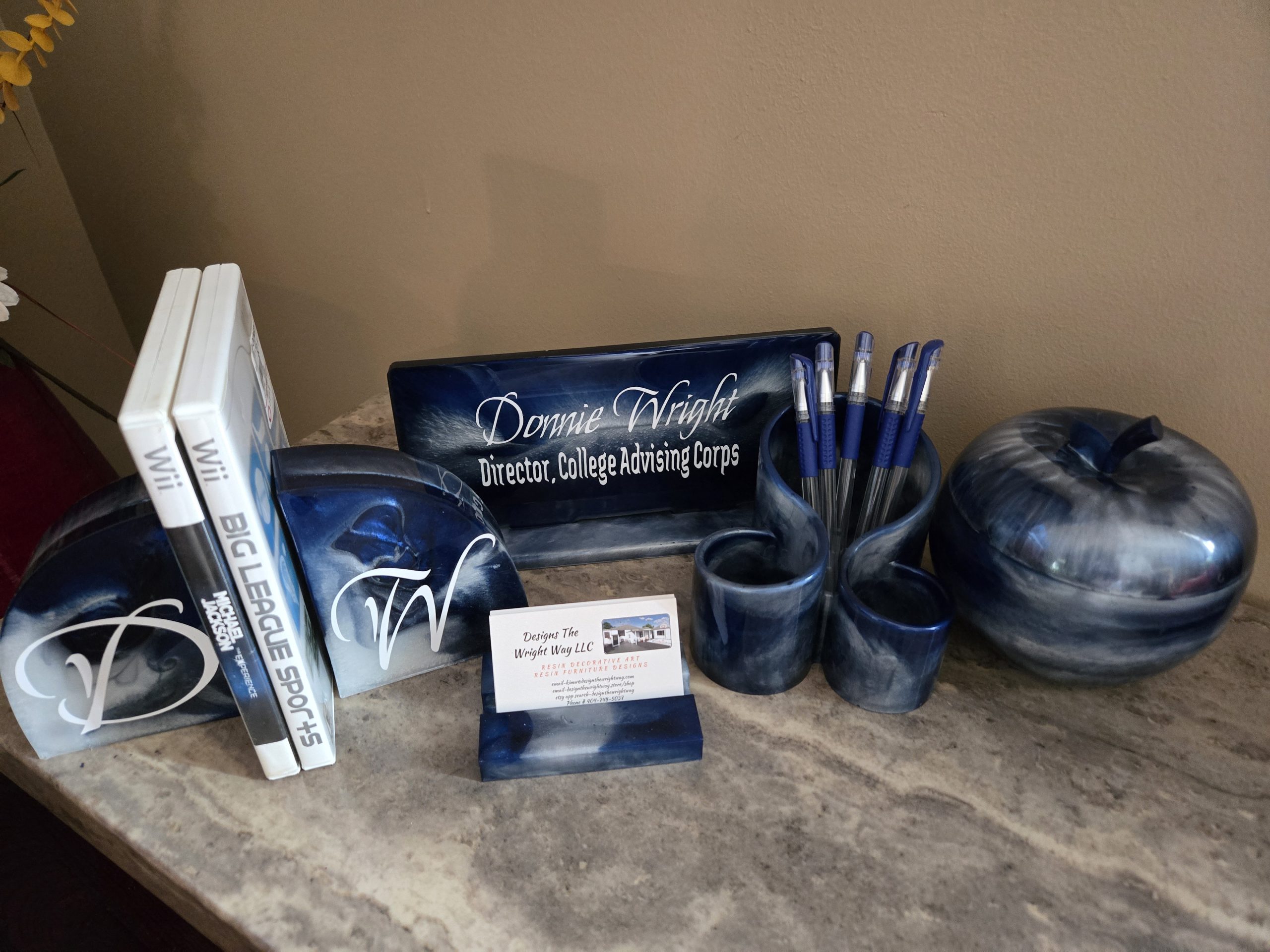 Office supply set blue n white