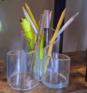 Clear and Gold Pen-Pencil Holder