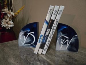 Blue White Bookends